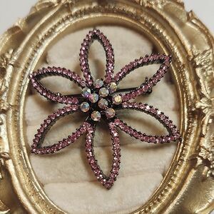 Best Brand Pink Crystal Flower Brooch